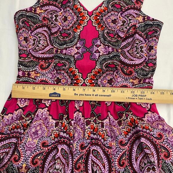 Pleated Multicolor Dress Sleeveless Summer Maggy London 6 Bright Floral Brunch - Picture 8 of 12